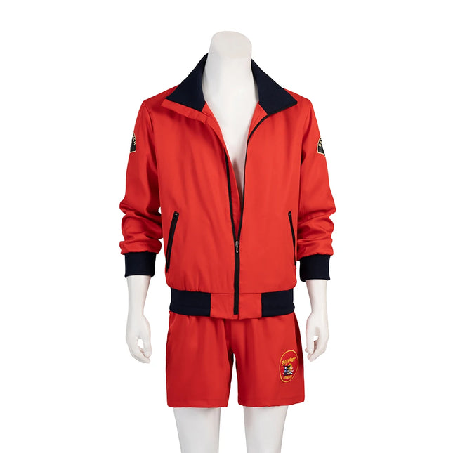 David Hasselhoff Cosplay Costume Pam and Tommy Beach Wear Red Jacket Men's Baywatch Lifeguard Jacket Halloween Party Outfits