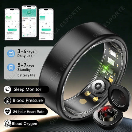 New Blood Pressure Sleep Health Monitor Smart Ring Sport Remote Camera smartring IP68 Waterproof Care for family Rings Men Women