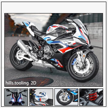1/9 M1000RR S1000RR Alloy Racing Motorcycle Simulation Metal Street Sports Motorcycle Model With Light Collection Kids Toys Gift