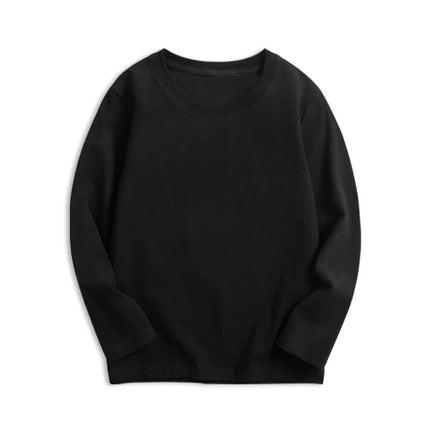 Black White Basic Cotton T-shirt for Boys Girls Clothes Children's Long Sleeve Solid Tops Kids 2 to 14 Years Leisure Wear T-shirt