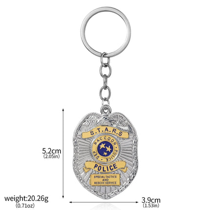 Movie Game Resident Evil Keychain Raccoon Symbolize Police Pendant Badges Cosplay Props Women Men Fans Jewelry Accessories Gifts