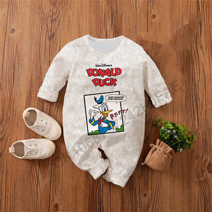 Donald Duck Baby Romper 0-4 Years Spring Autumn Boy Girl Babies Jumpsuit 2026 New Cartoon Anime Newborn Climbing Clothes