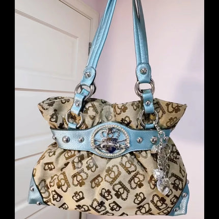 Millennial Hot Girl Letter Print Tote Bag Women Large Capacity Handbag Shoulder Bag Color Block Splicing Fashionable Ladies Bag