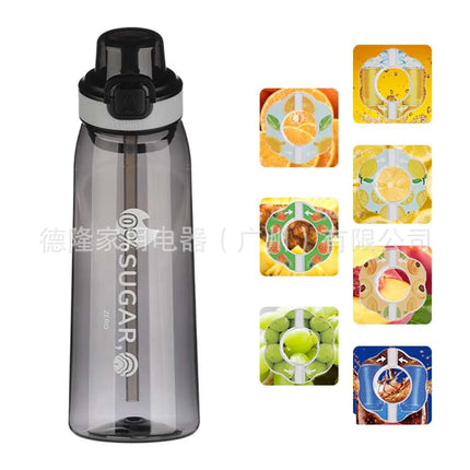 1pc 1000ml Air Flavored Water Bottle With 1pc Random Flavor Pods Sports Straw Cup Tritan For Outdoor Sports Fitness BPA Free