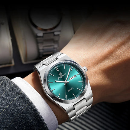 PAAZOMU Luxury Quartz Men's Wristwatch Sport Men Watches Waterproof Luminous Date Week Stainless Steel Men's Watch Male Reloj+box