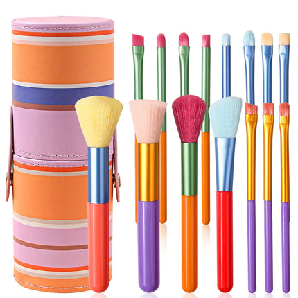 15 PCs Gift Box Packing Rainbow Color High Quality Makeup Brush Set - Perfect for Eyeshadow, Foundation, and Cosmetic Tools