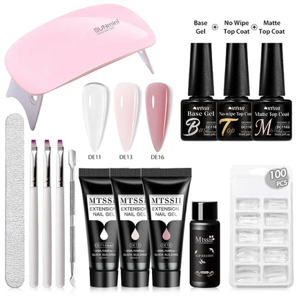 MTSSII 20m Extension Nail Gel Set Manicure Set Finger Quick Buliding Extension Gel Nail Polish Kit Soak Off UV Gel LED Nail Art
