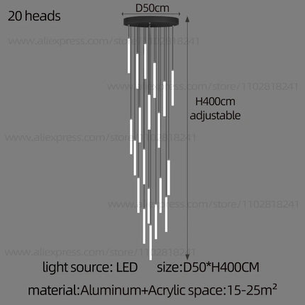 Minimalist Chandelier LED Stair Strip Lamp Duplex Building Interior Lighting Lamps Modern Dining Table Living Room Pendant light
