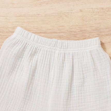 Cotton White Summer Lapel Short-Sleeved Shorts Fabric Skin Friendly Comfortable Loose Suitable For Outdoor Sports Outing Suit