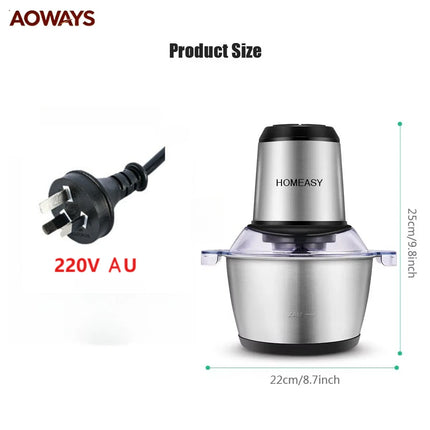 2L Domestic Meat Mincer Electric Fully Automatic, Stainless Steel, Multi-Functional Kitchen Appliance with Anti-Overflow Feature