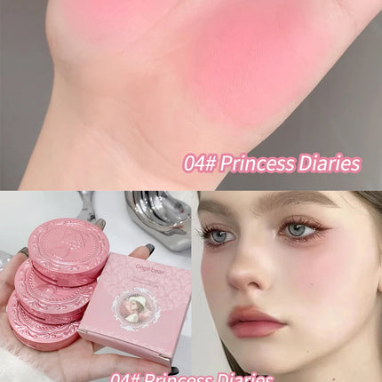 3D Embossed Girl's Blush Press Powder Nude Natural Matte Orange Brown Face Check Contouring Blusher Rouge Makeup Blush Palette