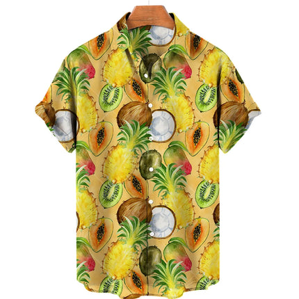 Pineapple Fruit Hawaiian Shirts Lemon 3d Print Men Fashion Blouses Casual Beach Camisas Summer Men's Vocation Lapel Shirt