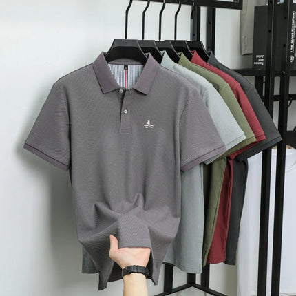 Luxury brand 100% cotton short sleeve polo shirt men's fashion sailboat embroidered T-shirt summer comfort breathable casual top