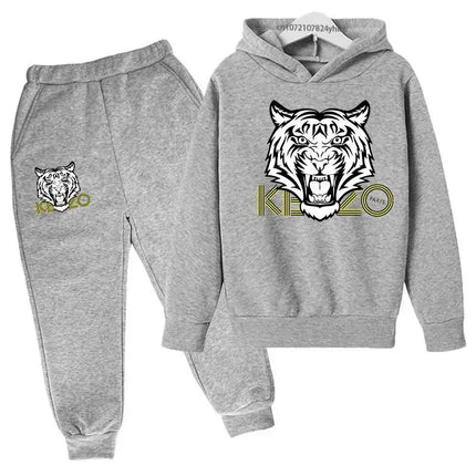 Tiger Head Kids Spring Autumn Leisure Fashion 2pcs Hoodie Sweatshirts+Pants Suits 3-13 Years Boys Girls Outfits Children Clothes