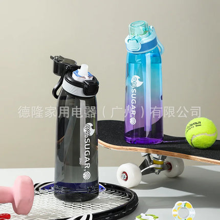 1pc 1000ml Air Flavored Water Bottle With 1pc Random Flavor Pods Sports Straw Cup Tritan For Outdoor Sports Fitness BPA Free