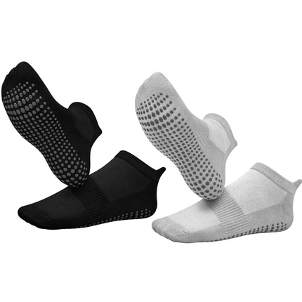 2 Pairs Yoga Socks Women Cotton Short Mesh Breathable Professional Non-slip Floor Pilates Dance Sports Gym Socks