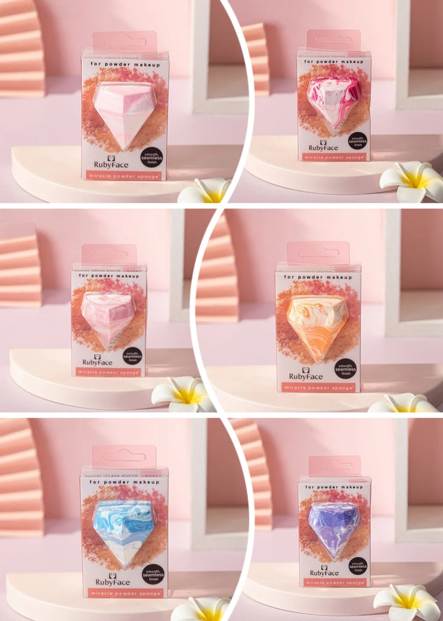 2/4/6pcs Diamond Type Two-Color Beauty Egg Wet and Dry Portable Novel Non-latex Makeup Powder Puff Beauty Sponge