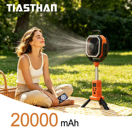 30000mAh Outdoor 6L Water Tank Spray Camping Fan with Remote Control Lighting 4 Gears Speed for Fishing Portable Electric Fan