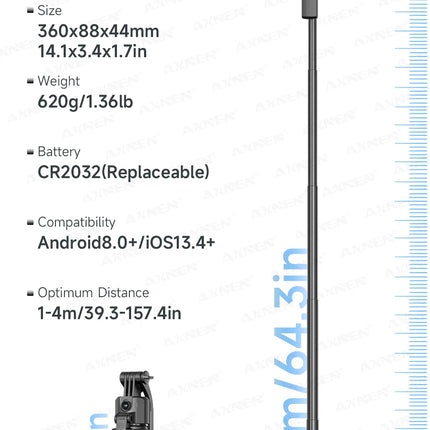 1630mm/64in C17 Tripod Selfie Stick 360° Auto Rotation Shooting Quadruped Phone Stand Face Track Bluetooth Remote Control Tripie