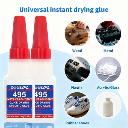 5PCS LOOLIFL495 Super Glue Plastic Professional Adhesive TransparentCyanoacrylate Glue Fast Drying Odorless Long Lasting Bonding