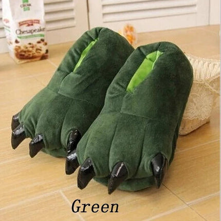 Winter Warm Soft Indoor Floor Slippers Women Men Shoes Paw Funny Animal Christmas Monster Dinosaur Claw Plush Home