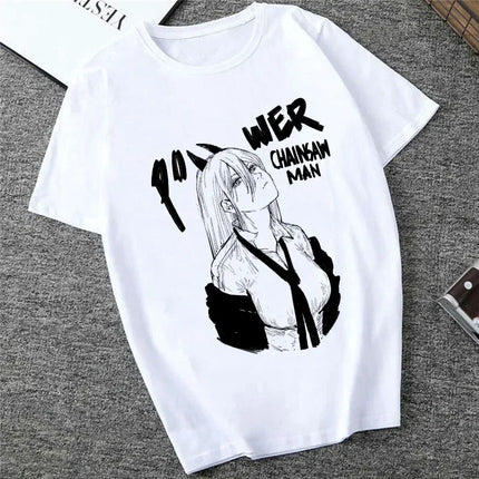 Japanese Anime Denji Tshirt Unisex Chainsaw women T Shirt Women Funny Cartoon Pochita Makima T-shirt Graphic Tees Tops Female 90