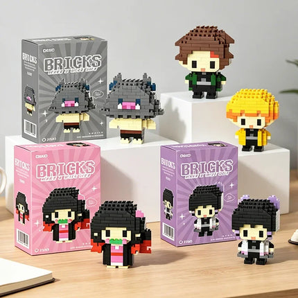 Anime Demon Slayer Rengoku Anjuro Micro Building Blocks Kimetsu No Yaibe Figure Tomioka Giyuu Bricks Kits Desktop Toys Gifts