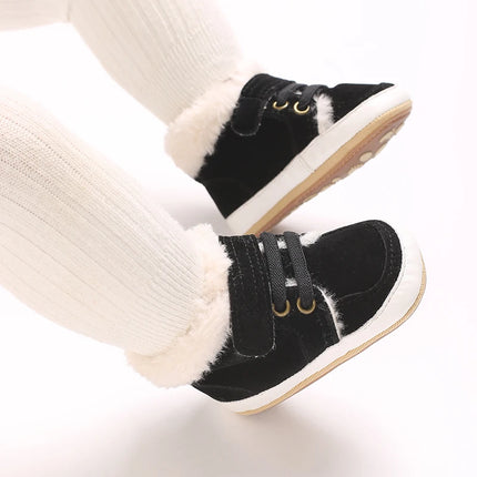 HAIZHIW 0-18M NEW Winter Baby Boys Girls High Tops Sneakers Rubber Anti-Slip Sole Fleece for Warmth Infant Newborn Shoes