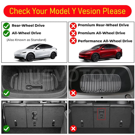 Floor Mats for Tesla Model Y Standard  2026 2025 Trunk Mat Cargo Liner Frunk Backrest Mats Accessories (Standard Models Only)