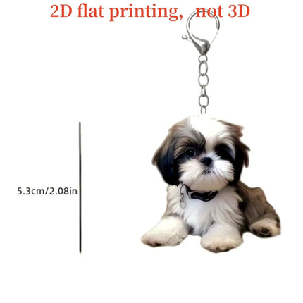 2D Flat Acrylic Dog Charms Keychains Cute Cartoon Puppy Bag Pendant Car Mirror Hanging Decor Festive Party Pet Lovers Gifts