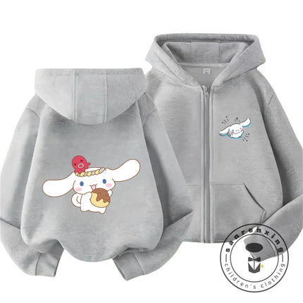 Cinnamoroll 2026 Hot Zipper Hoodie 3-14Y Boys Girls Autumn Winter Cute Kawaii Cartoon Street Hot Fashion Outdoor Casual Warm
