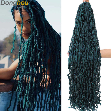 Long Goddess Faux Locks Crochet Braids Brown Blue 1B 30 350 Soft Locs Braiding Hair Synthetic Faux Locs Crochet Hair Extensions