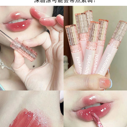Cherry Pink Waterproof Mirror Finish Water Lip Gloss Nude Brown Clear Tint Glass Lip Oil Liquid Makeup for Luminous Look