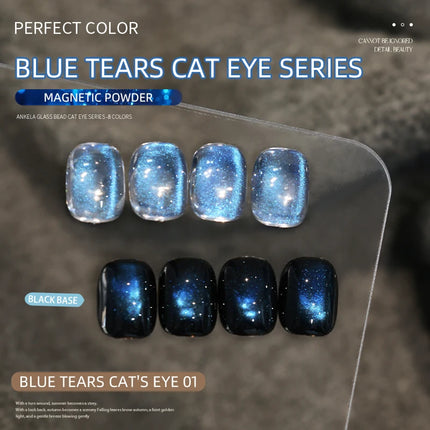 PERPECT COLOR Blue Tears Cat Eye Series, 3 Colors 1pc/3g Unique Blue Color And Magnetic Powder, Gives A Dreamy, Romantic Feeling