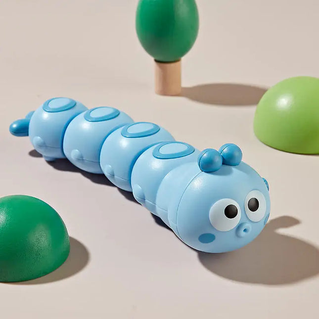 Colorful Cartoon Clockwork Caterpillar Toy - Wind Up Crawling Worm Reptile Toy Interactive Sensory Toy for Kids Birthday Gift