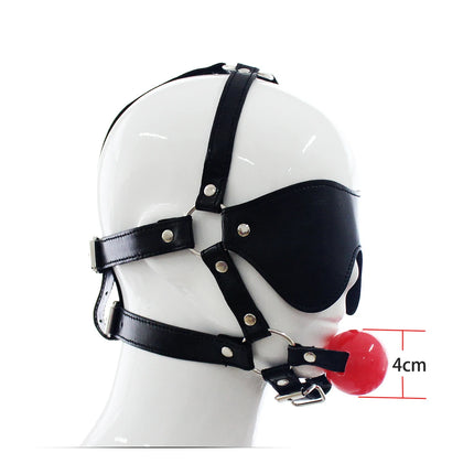 Leather gag head harness bondage Open mouth mute restraint solid silicone ball Adult fetish products Sex games toys for women