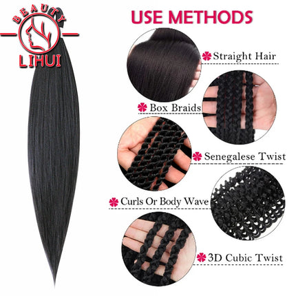 30" Ombre Brown Pre Stretched Braiding Hair YAKI Straight Jumbo Braids Hair Extensions Synthetic Bulk Hair Wholesale Fake Hair