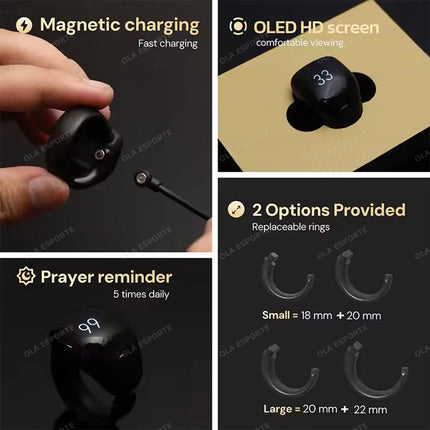 Electronic Tasbih Counter Weslamic Itasbih Zikr Ring Digital Counting Accessory for Prayers, Up to 9999 Counts Waterproof 2025