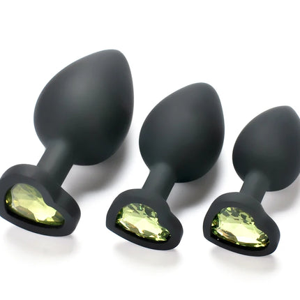 Silicone Anal Plug Adult Toys for Men Women Heart Crystal Anal Trainer for Couples Sex Toys Silicone Butt Plug Anal Toy 3 Sizes