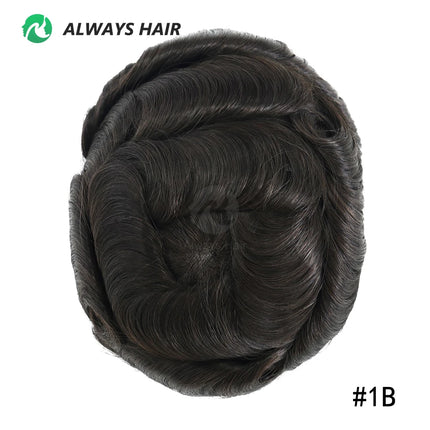 Alwayshair Fine Mono Men Short Toupee 5” Indian Hair Men’s Capillary Prosthesis Monofilament 120 130 Hair System 9x11