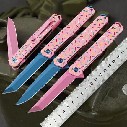 2026 new high-quality outdoor folding knife in pink is a multi-functional portable knife