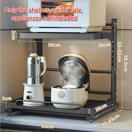 AILIHU Multi-Purpose Kitchen Storage Shelf Adjustable Microwave Stand with Pull-Out Tray Expandable Countertop Organizer Rack
