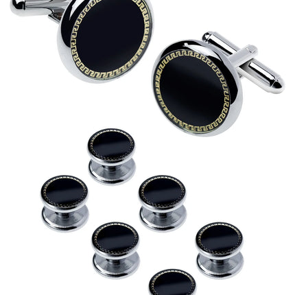 8PCS Classic Sea Shell Copper Mens Cuff Link Sleeve Studs Set Luxury French Style Cufflinks Party Wedding Suit Shirt Accessories