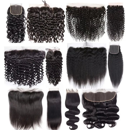 13x4 Transparent HD Lace Frontal Closure Straight Water Wave Kinky Curly 4x4 Lace Closure Only Virgin Human Hair Preplucked