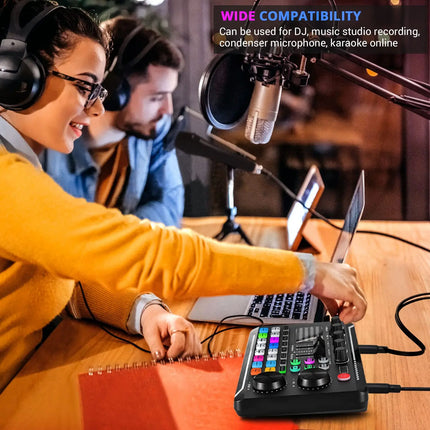 F998 Podcast Live Equipment Bundle, Professional Live Sound Card with Microphone Set Mixer Recording Studio Package Music Singin