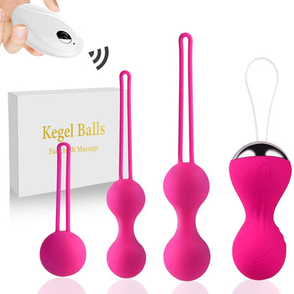 4pcs Kegel Exercise Vagina Balls Vibrator Remote Control Trainer Beginners Shrink Massage Ball Vibrating Eggs Sex Toys For Women