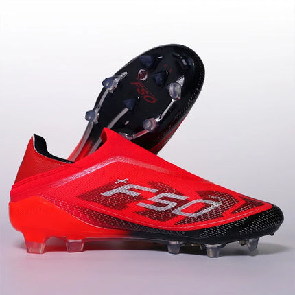 Without-Lace Non Slip Football Shoes Pro Mens Football Boots Youth FG/TF F50+ Training Studded Fast Soccer Shoes for Man