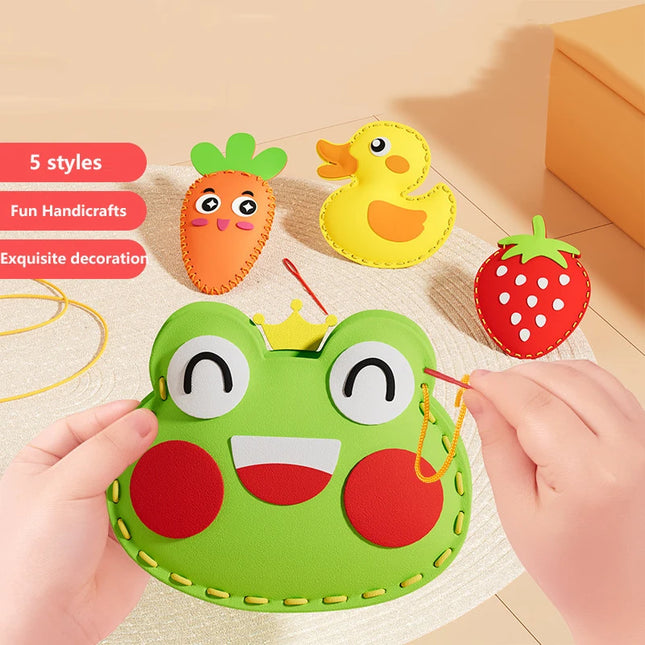 Children's DIY Sewing Toy Kits Cute Animal Fruit Rope Threading Doll Pendant Enhance Hands-on Ability For Kids Birthday Gifts