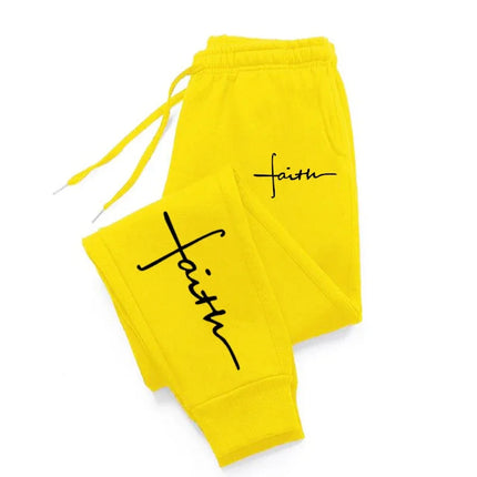 Cross Faith Prints Sweatpants Womens Joggers Fitting Outdoor Trouser Warm Casual Sportswear Pocket Long Pants Couple Clothes