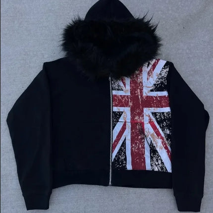 Blokette Retro Tactical Camouflage Zipper Cotton-Padded Jacket Women's Y2K Harajuku Gothic Plush Warm Casual Hoodie Sweatshirt